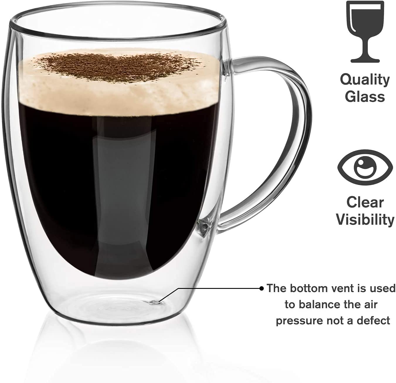Double Wall Glass Mug 350ml – Keeps Drinks Hot & Cold Longer (Medium Size)