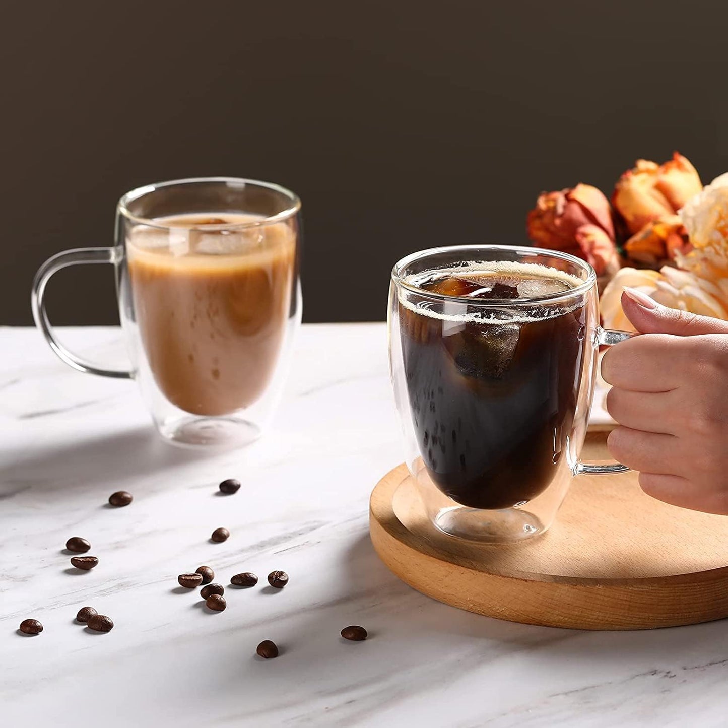 Double Wall Glass Mug 350ml – Keeps Drinks Hot & Cold Longer (Medium Size)