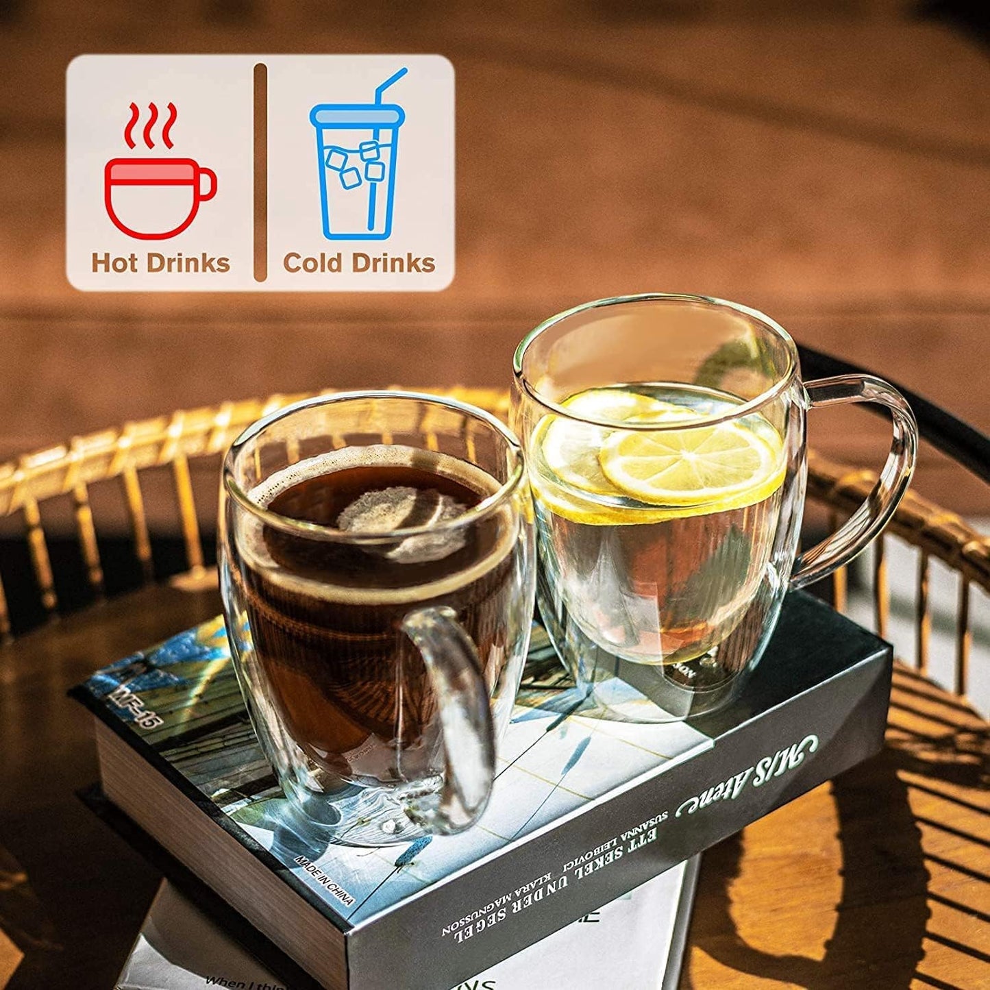 Double Wall Glass Mug 350ml – Keeps Drinks Hot & Cold Longer (Medium Size)