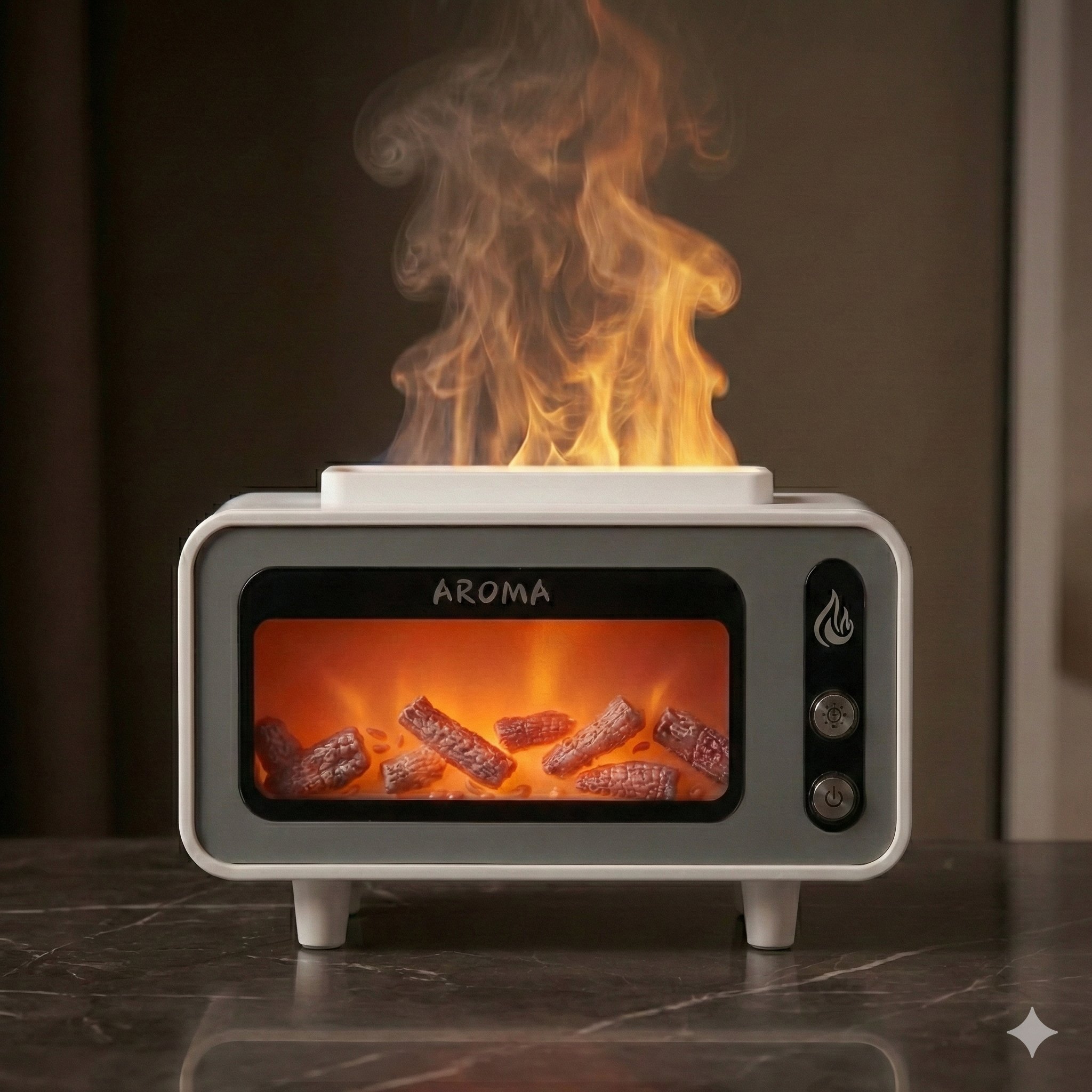 2 in 1 Fireplace & Aroma Flame Diffuser| Realistic Flame Mist