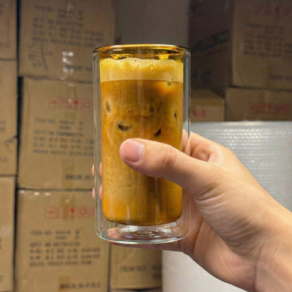 Luxury Double Wall Glass | Extra Strong | Amber 400ml