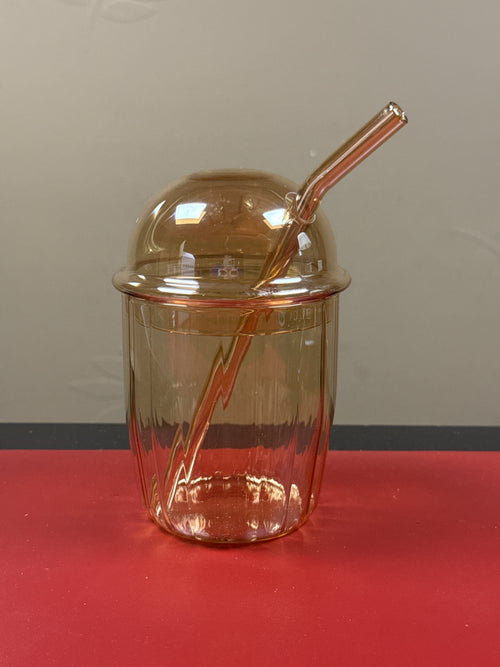 Aura Golden Tumbler 500ML With Glass Straw