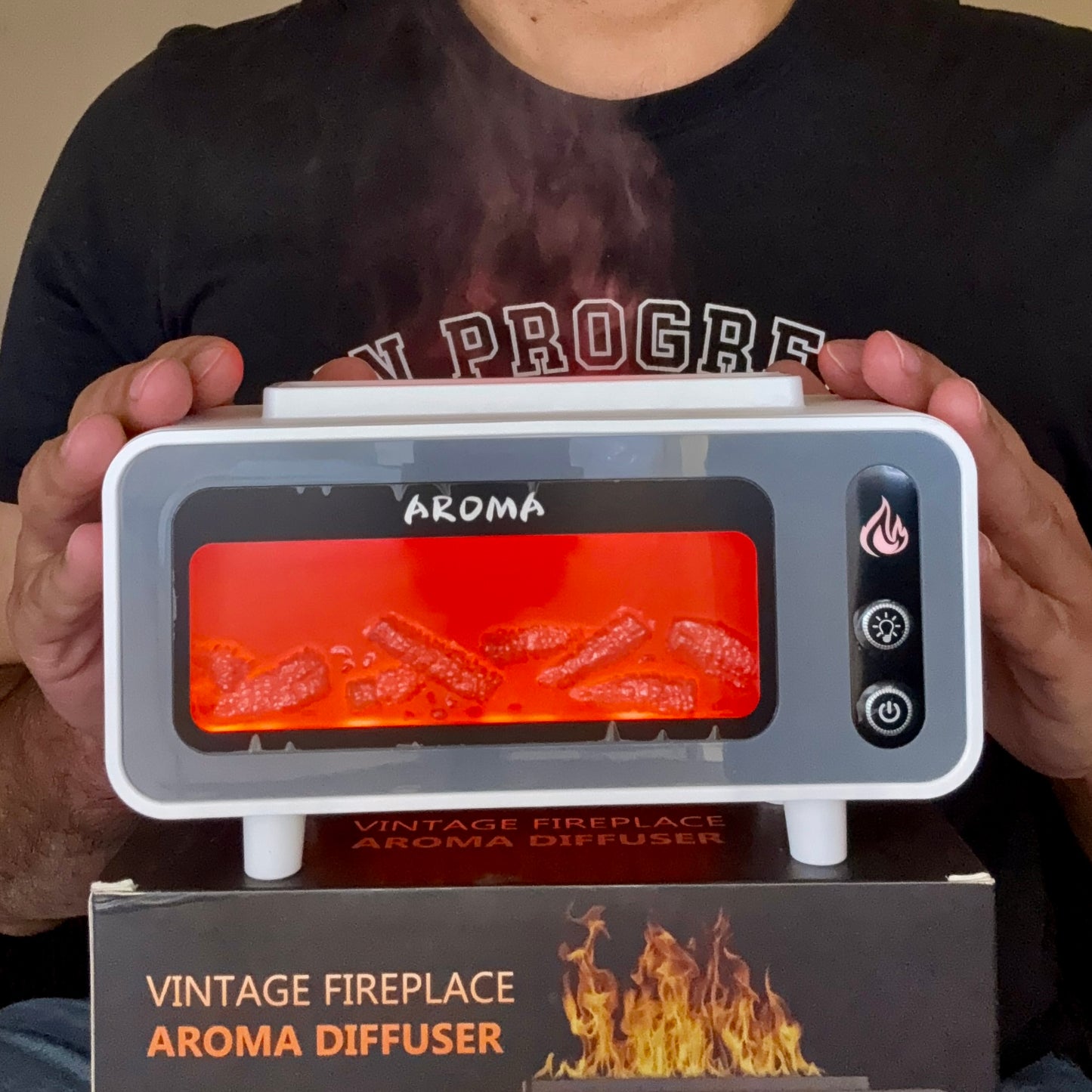 2 in 1 Fireplace & Aroma Flame Diffuser| Realistic Flame Mist | Premium Humidifier, Night Light & Home Décor by DEEJAZ