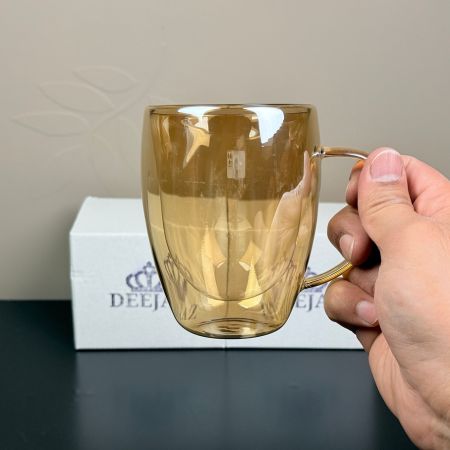 Standard Double Wall Glass Mug | Hot & Cold | Amber 350ml