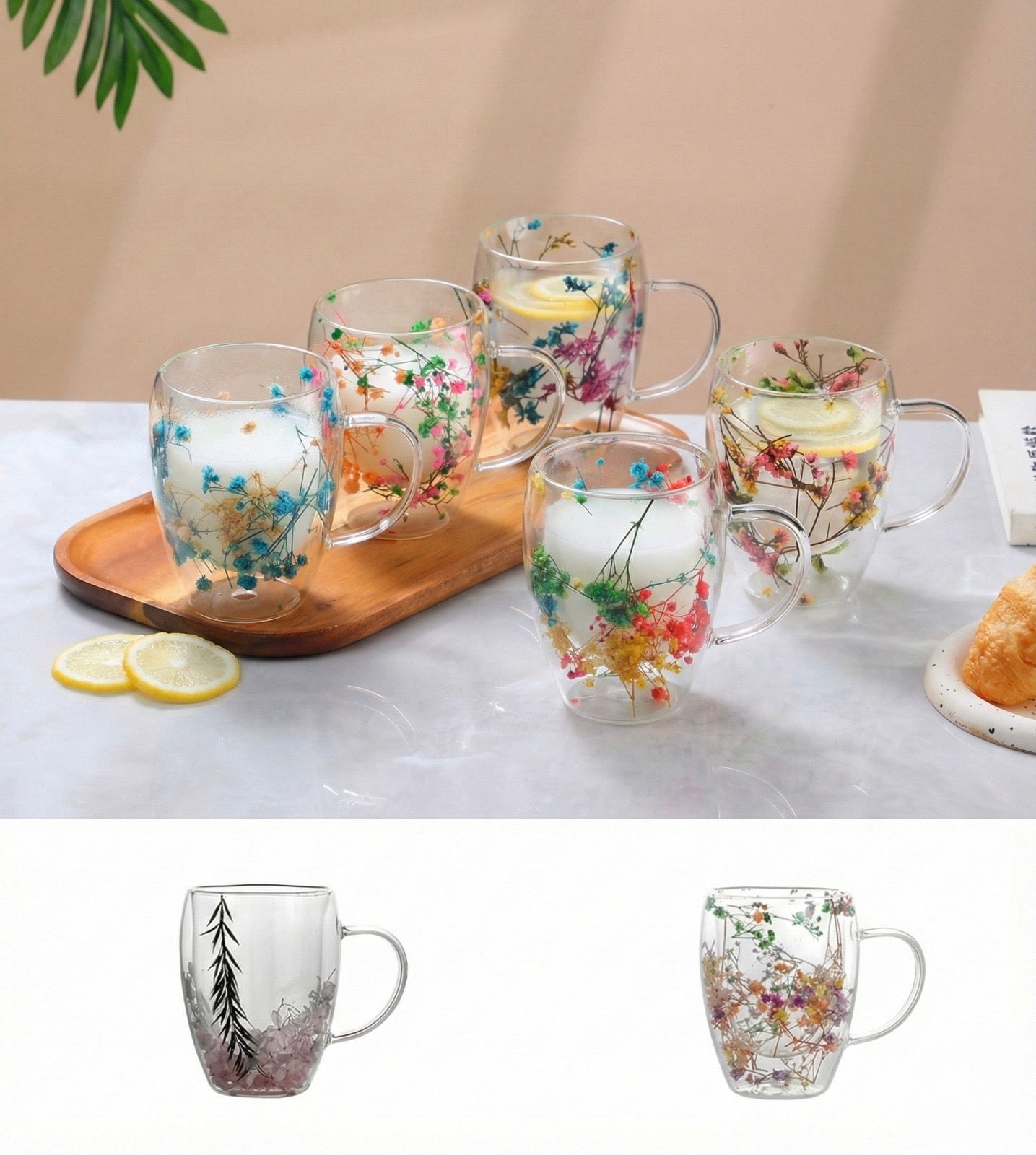 Regular Floral Double Wall Mug | Assorted Designs | Hot & Cold | 350ml