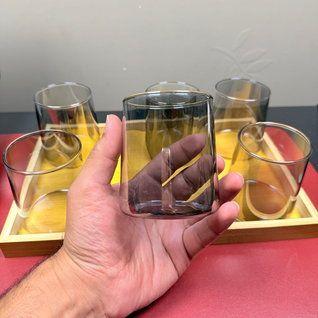 Premium Grey Tapered Glass Set of 320ml Each