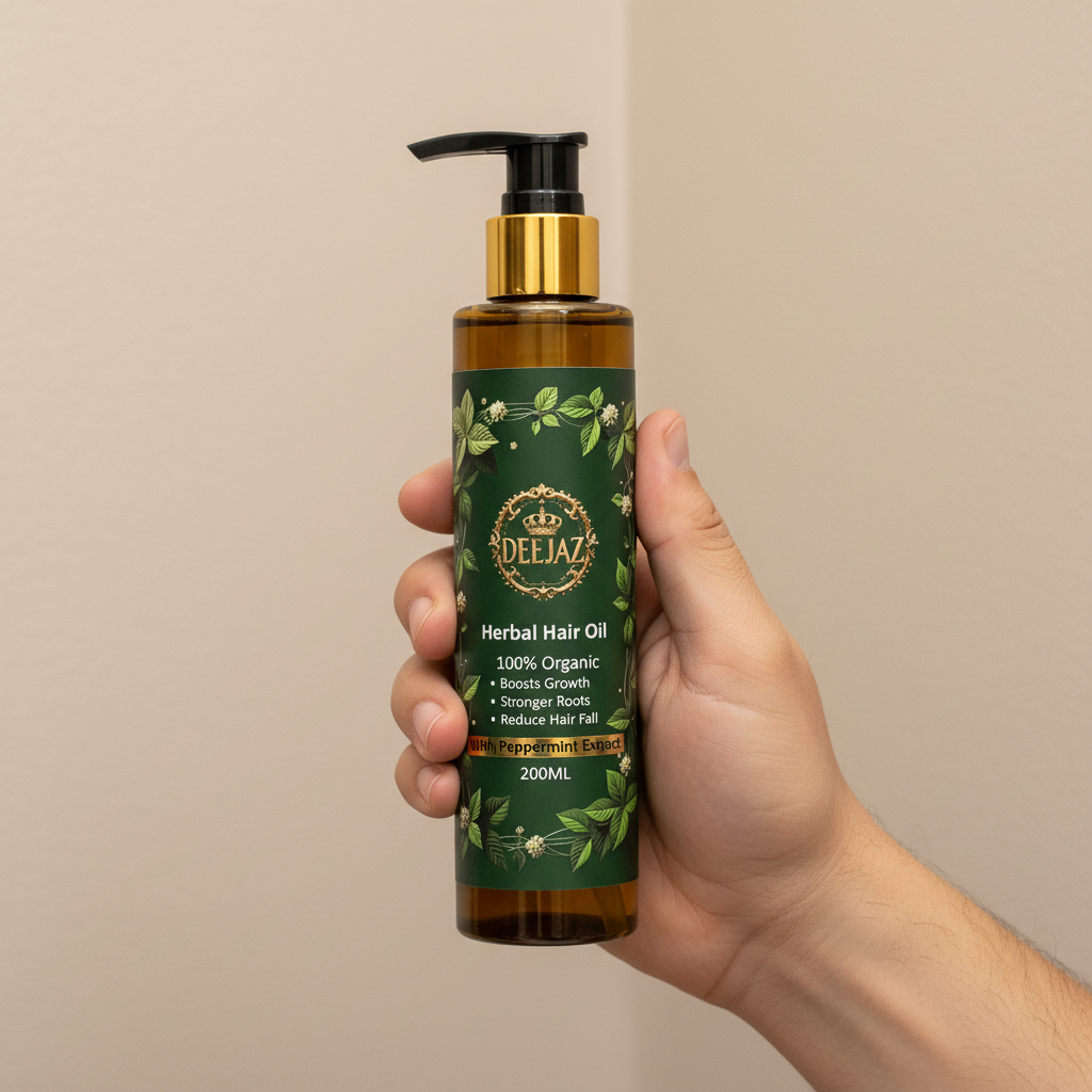 DEEJAZ | Herbal Hair Oil | Peppermint Extract | Cooling Care, Strength & Fresh Feel | 200ml
