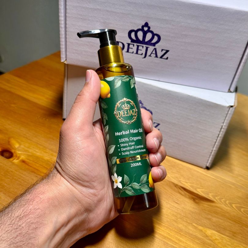 Deejaz Herbal Hair Oil with Lemon Extract 200ML – Anti-Dandruff, Shiny Hair & Scalp Nourishment