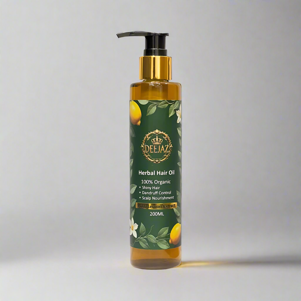 Deejaz Herbal Hair Oil with Lemon Extract 200ML – Anti-Dandruff, Shiny Hair & Scalp Nourishment