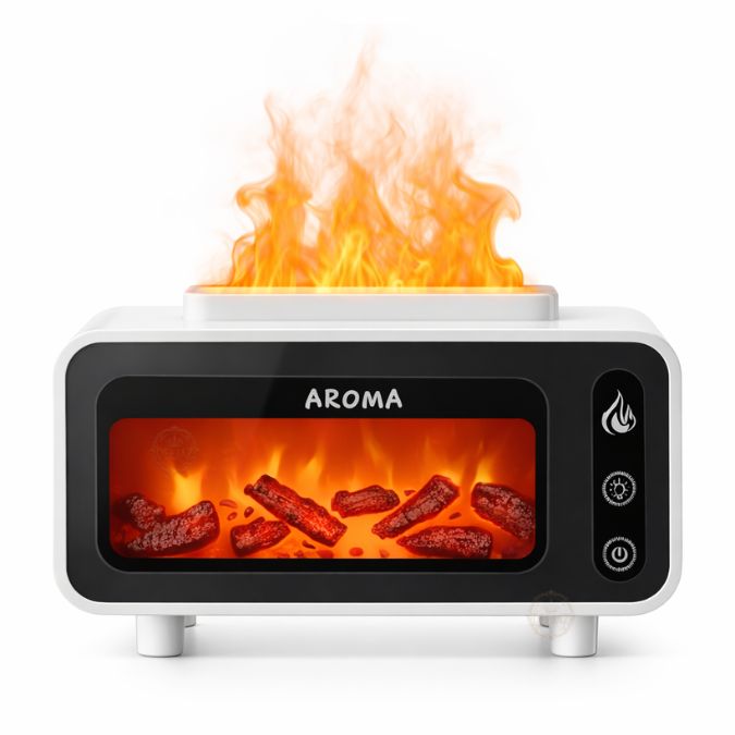 2 in 1 Fireplace & Aroma Flame Diffuser| Realistic Flame Mist | Premium Humidifier, Night Light & Home Décor by DEEJAZ