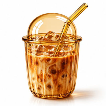 Aura Golden Tumbler 500ML With Glass Straw