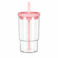 Blush Sip 700ML glass tumbler with pink pastel lid and reusable straw
