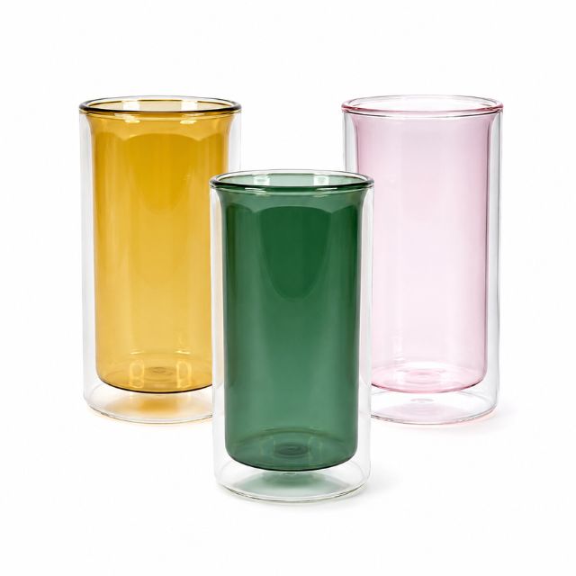 Luxury Double Wall Glass 400ml | 3x Thicker & Stronger Borosilicate Chai & Coffee Glass | Gold, Green & Pink