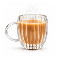 Premium Ribbed Double Wall Glass Mug 200ml