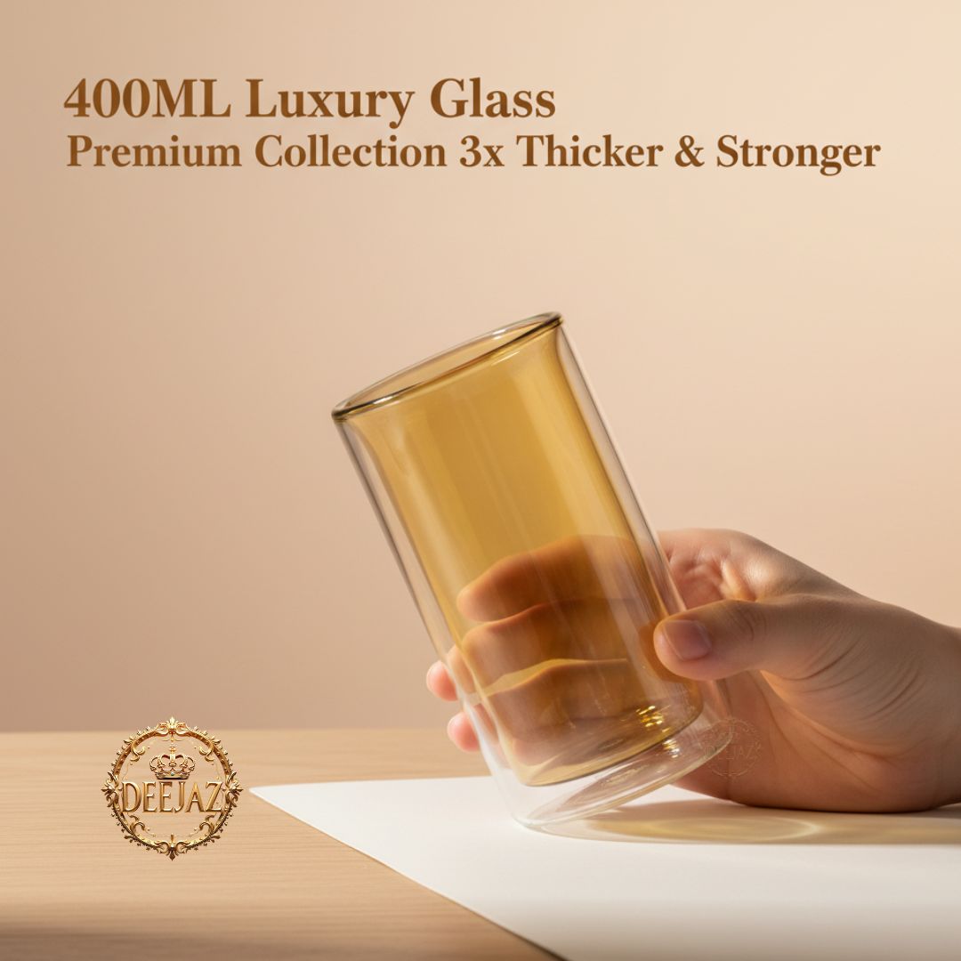 Luxury Double Wall Glass | Extra Strong | Amber 400ml