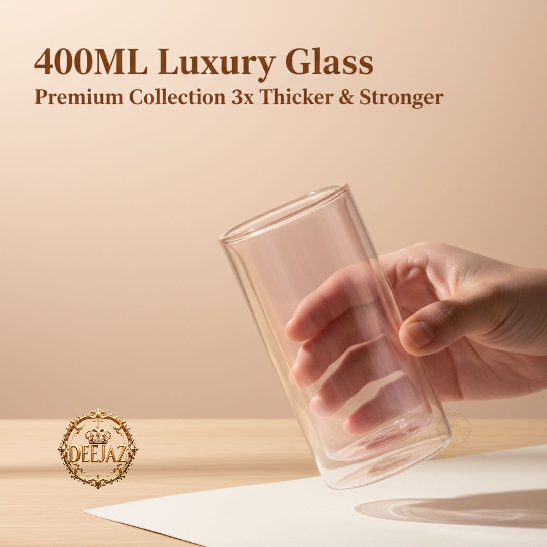 Luxury Double Wall Glass | Extra Strong | Pink 400ml