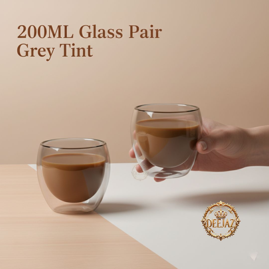 Standard Double Wall Glass | Hot & Cold | Grey 2-Pack 200ml