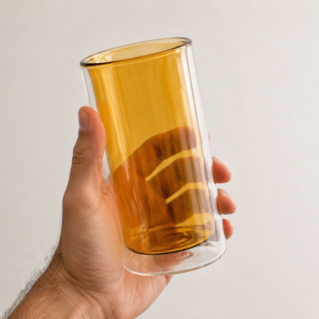 Luxury Double Wall Glass 400ml | 3x Thicker & Stronger Borosilicate Chai & Coffee Glass | Gold, Green & Pink