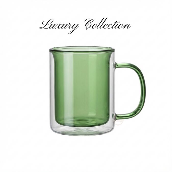 Luxury Double Wall Glass Mug | Extra Strong | Green 250ml