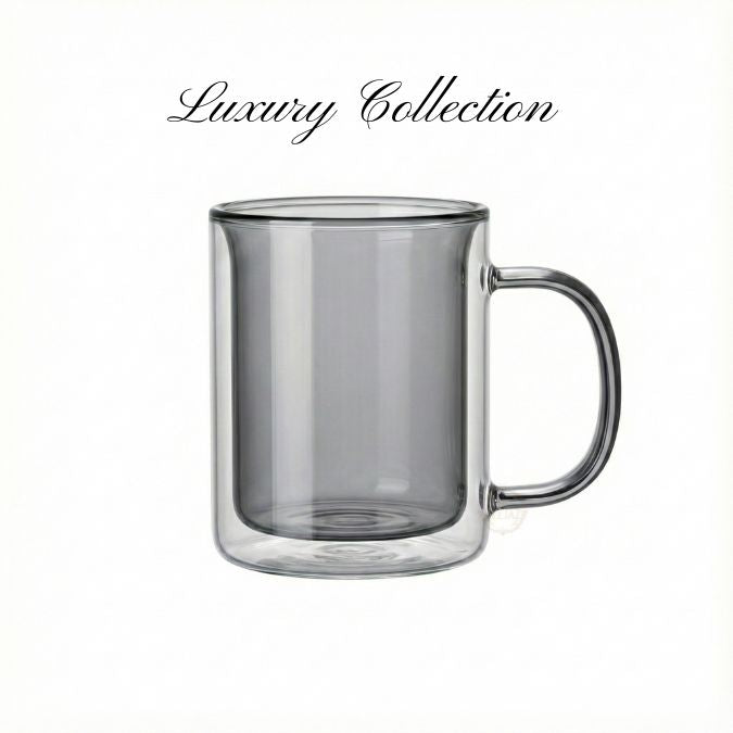 Luxury Double Wall Glass Mug | Extra Strong | Grey 250ml