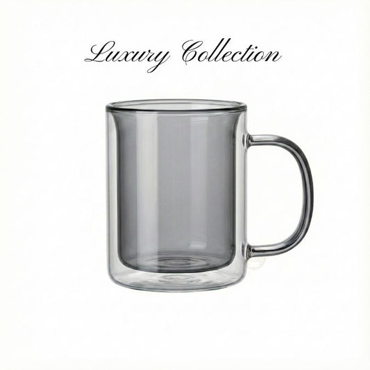 Luxury Double Wall Glass Mug | Extra Strong | Grey 250ml