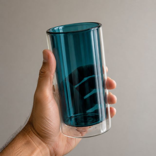 Luxury Double Wall Glass 400ml | 3x Thicker & Stronger Borosilicate Chai & Coffee Glass | Gold, Green & Pink