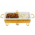 DEEJAZ Food Warmer Serving Dish with Glass Lid & Gold Stand