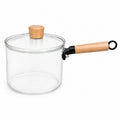 Glass Saucepan with Wooden Handle & Lid 1.6L