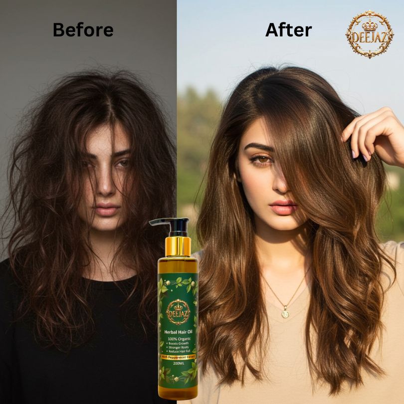 Deejaz Herbal Hair Oil with Peppermint Extract 200ML - Cooling Relief & Stronger Roots