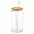 Nordic Sip clear glass tumbler 500ML with natural bamboo lid and glass straw