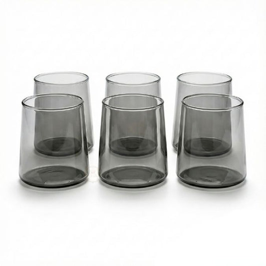 Premium Grey Tapered Glassware Set – 320ml Drinking Glasses Pack of 6