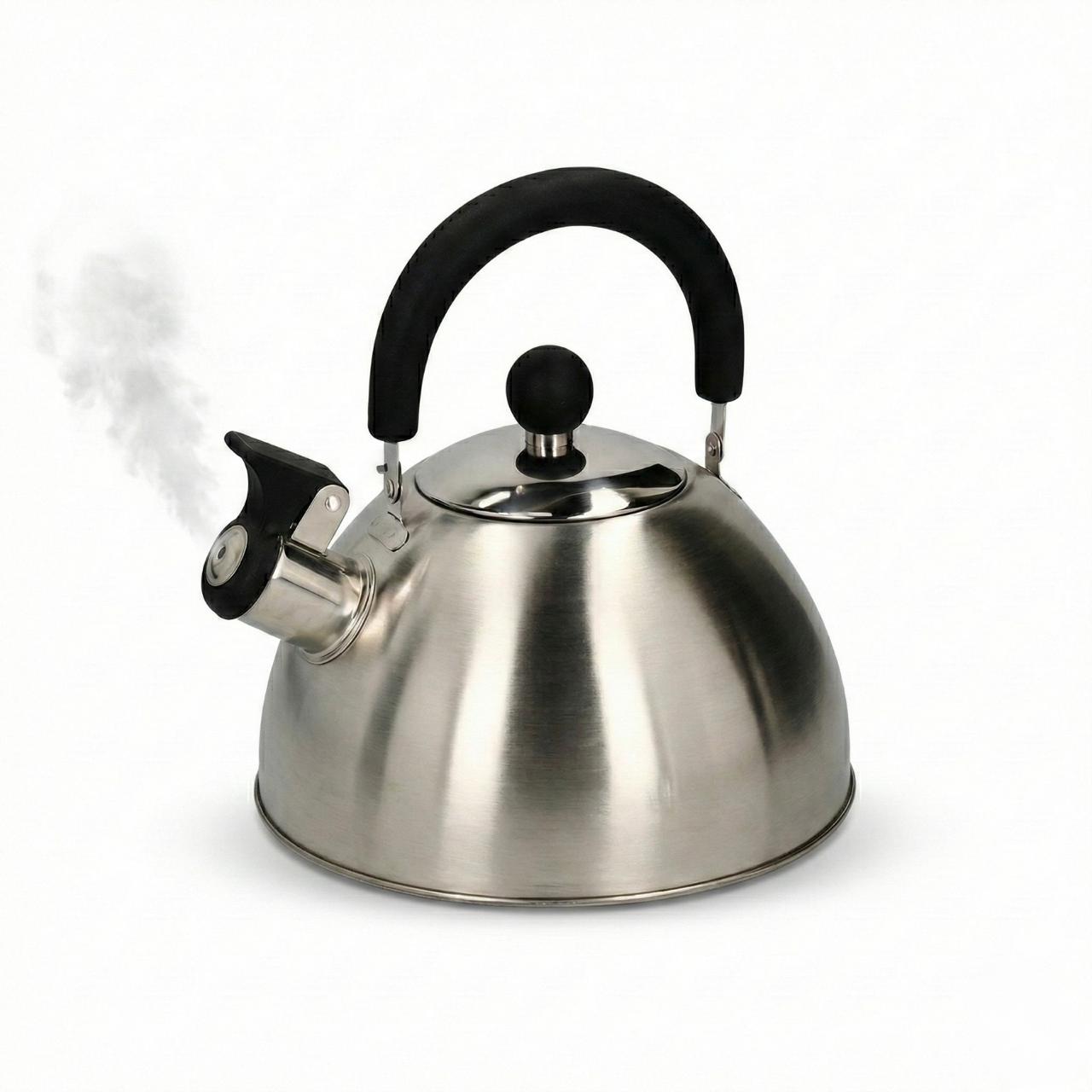 2.5 Liter Stainless Steel Whistling Kettle | Heat-Resistant Rubber Handle & Lid | Fast Boil Tea Kettle for Gas Stove