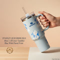 Stanley Quencher H2.0 Style Tumbler | 40oz 1.18L | Blue WIth Floral| With Handle & Straw