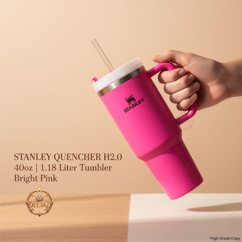 Stanley Quencher H2.0 Style Tumbler | 40oz 1.18L | Bright Pink | With Handle & Straw