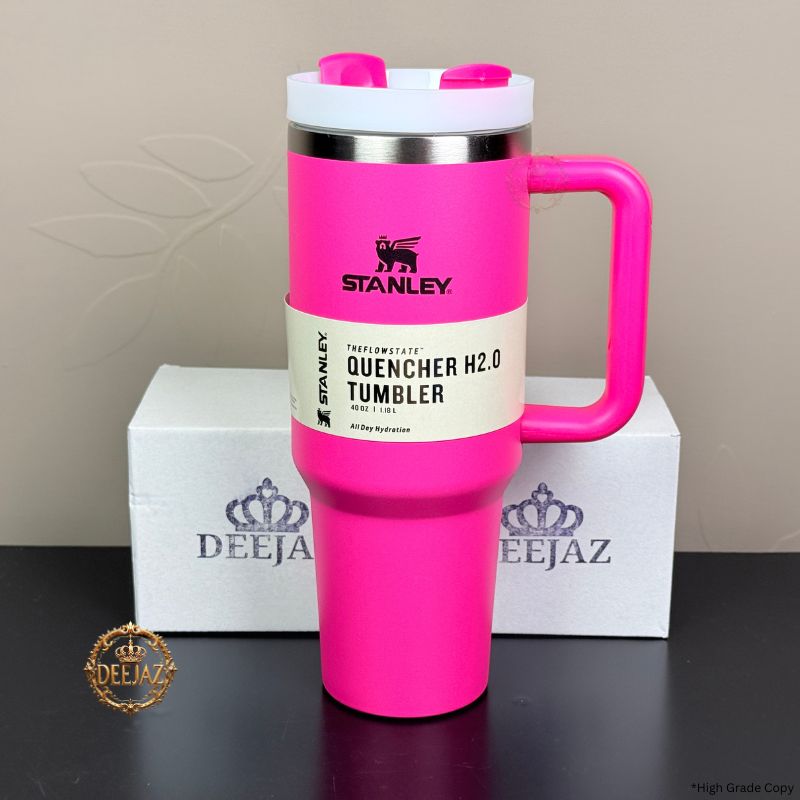 Stanley Quencher H2.0 Style Tumbler | 40oz 1.18L | Bright Pink | With Handle & Straw