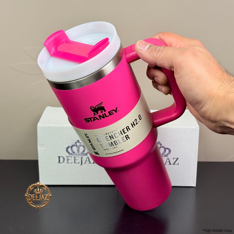 Stanley Quencher H2.0 Style Tumbler | 40oz 1.18L | Bright Pink | With Handle & Straw