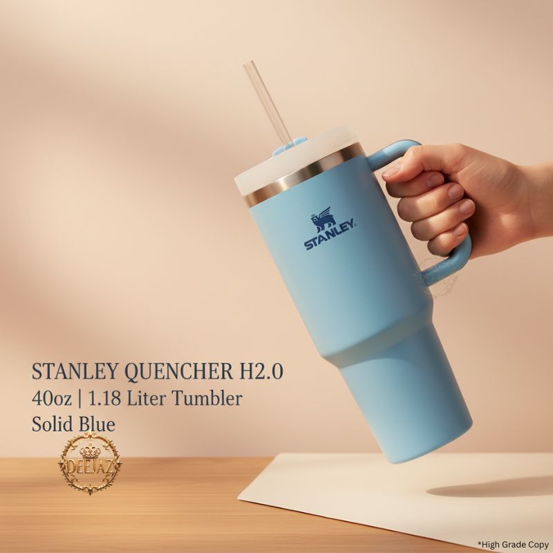 Stanley Quencher H2.0 Style Tumbler | 40oz 1.18L | Solid Blue | With Handle & Straw