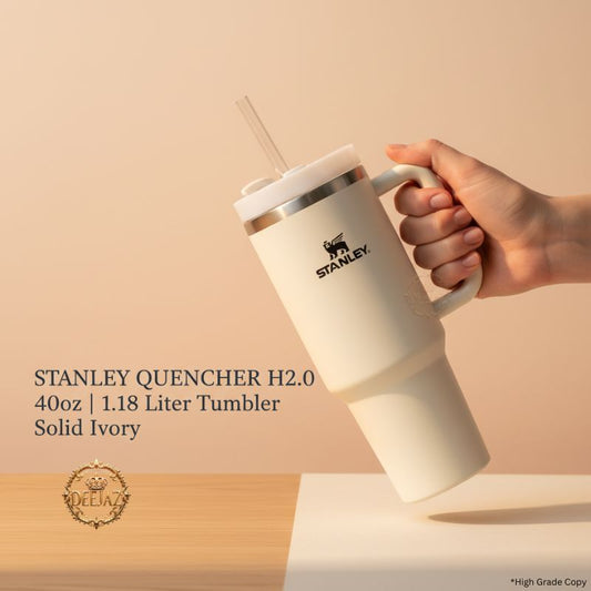 Stanley Quencher H2.0 Style Tumbler | 40oz 1.18L | Solid Ivory| With Handle & Straw