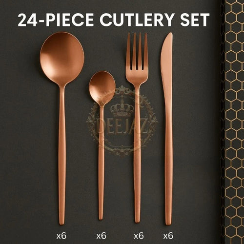 DEEJAZ 24 Pc Stainless Steel Cutlery Set for 6 – Spoons, Forks & Knives