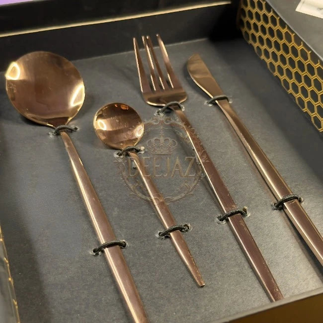 DEEJAZ 24 Pc Stainless Steel Cutlery Set for 6 – Spoons, Forks & Knives