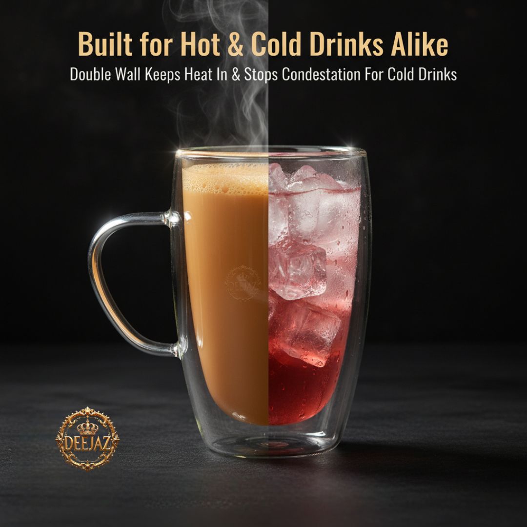 Double Wall Glass Mug 450ml Insulated Coffee & Tea Mug | Hot & Cold | Borosilicate