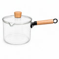 Glass Saucepan with Wooden Handle & Lid 1.6L