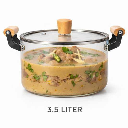 DEEJAZ Premium Borosilicate Glass Cooking Pot – Heat Resistant Flame Safe