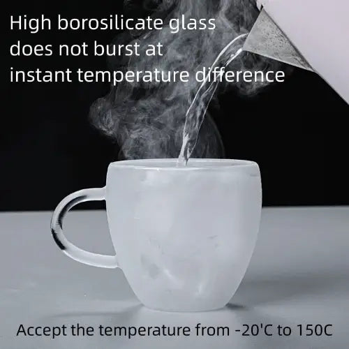Set of 2 Double Wall Glass Mugs 200 ML – Perfect for Hot & Cold Drinks (Regular Size)