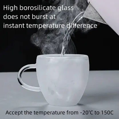 Set of 2 Double Wall Glass Mugs 200 ML – Perfect for Hot & Cold Drinks (Regular Size)