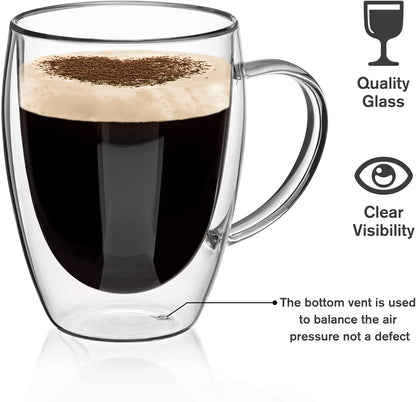 Double Wall Glass Mug 350ml – Keeps Drinks Hot & Cold Longer (Medium Size)