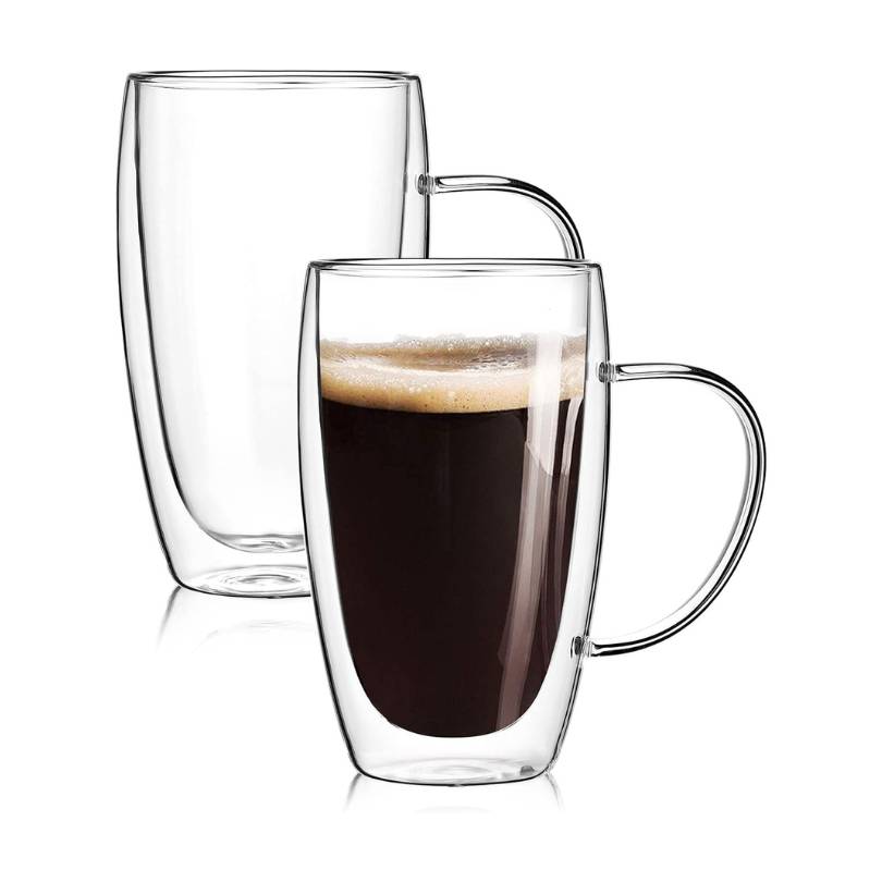 Premium Double Wall Glass Mug 450ml – Keeps Drinks Hot & Cold Longer (Large Size)