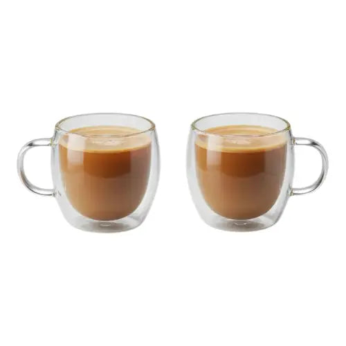 Set of 2 Double Wall Glass Mugs 200 ML – Perfect for Hot & Cold Drinks (Regular Size)