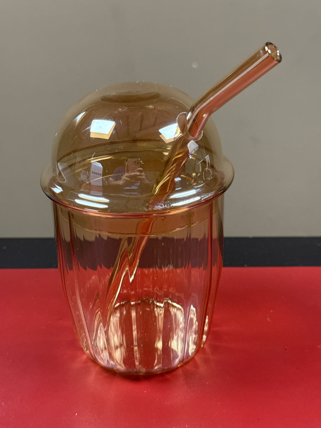 Aura Golden Tumbler 500ML With Glass Straw