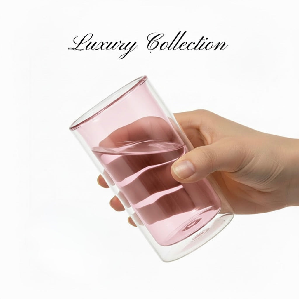 Luxury Double Wall Glass | Extra Strong | Pink 400ml